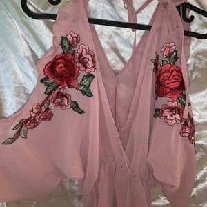 Embroidered Cold Shoulder Blouse